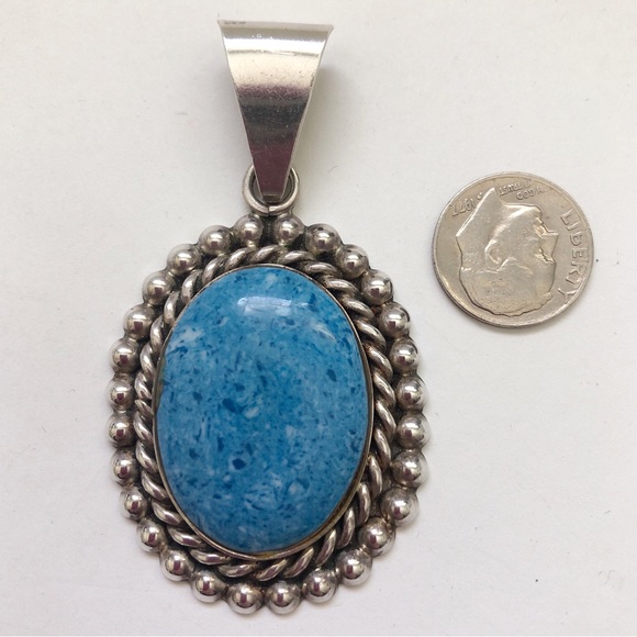Vintage Southwestern Denim Lapis Lazuli Sterling Silver Pendant - Picture 3 of 8